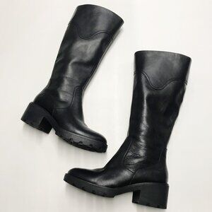 Born Tall Riding Boots Womens Size 9 B Black Leather Side Zip Equestrian